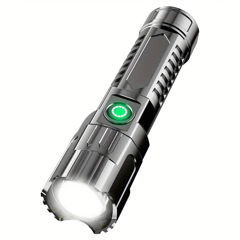 USB Rechargeable LED Flashlight with Wide Beam for Camping and Hiking