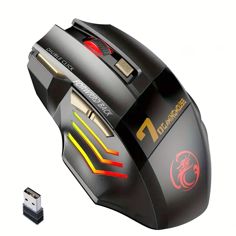 Rechargeable wireless silent mouse with RGB backlight and ergonomic design, ideal for office and study use.