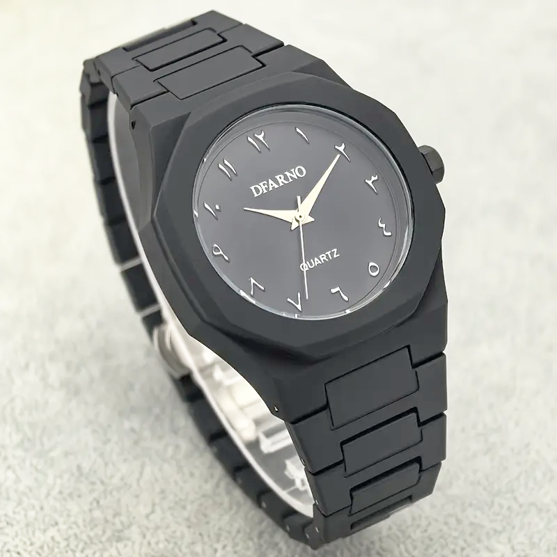 Minimalist men’s quartz watch with black Arabic dial and silicone strap – formal and casual wear