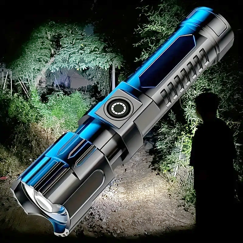 USB Rechargeable LED Flashlight with Wide Beam for Camping and Hiking