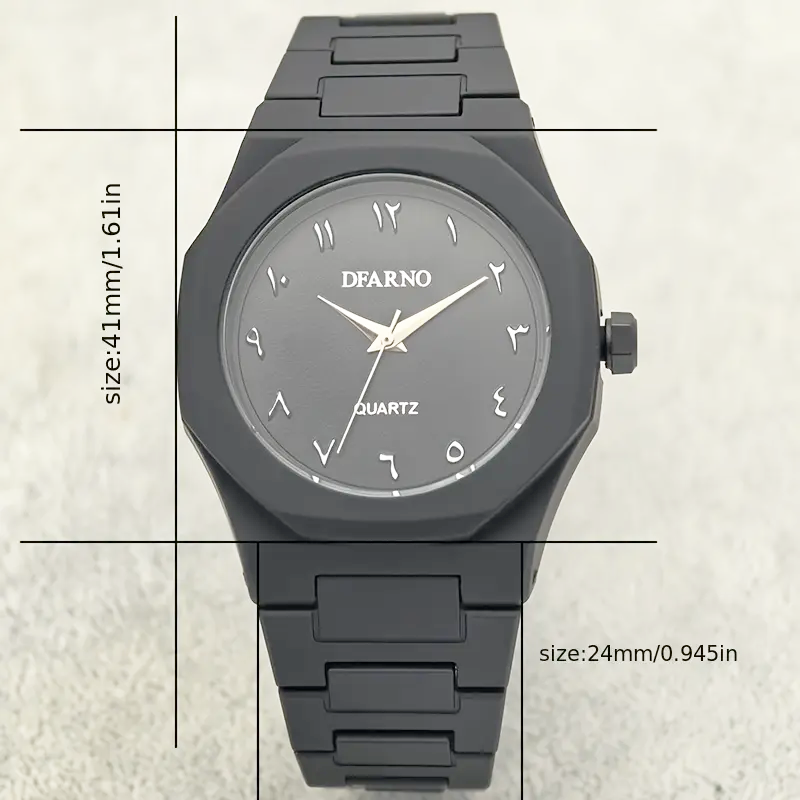 Minimalist men’s quartz watch with black Arabic dial and silicone strap – formal and casual wear