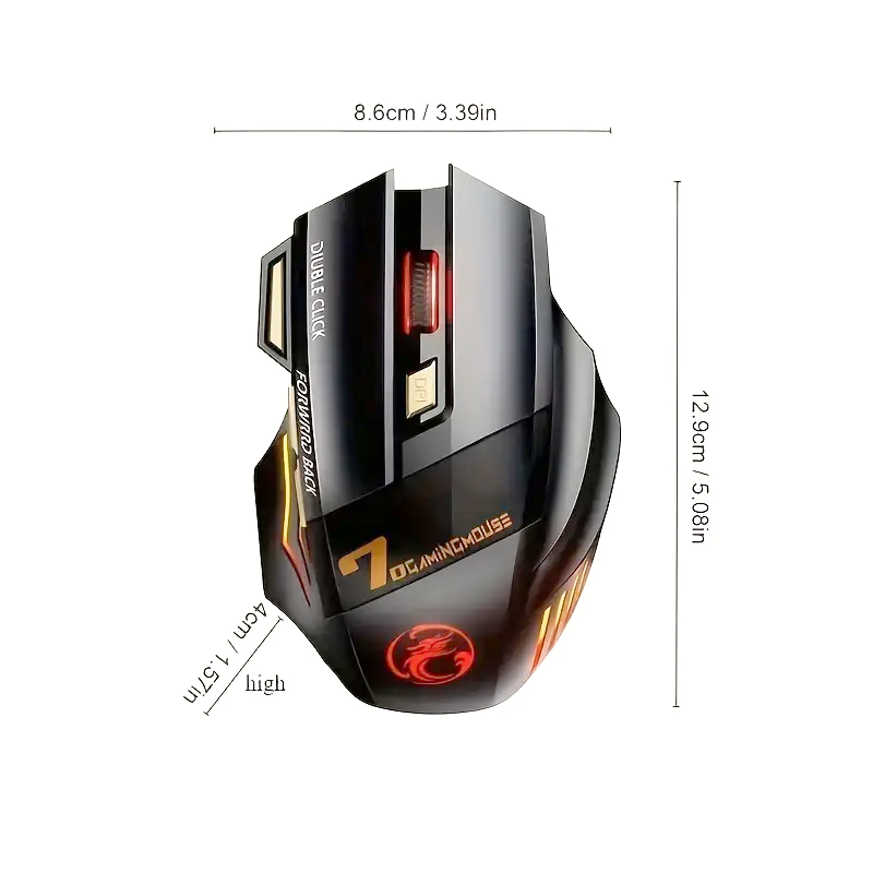 Rechargeable wireless silent mouse with RGB backlight and ergonomic design, ideal for office and study use.